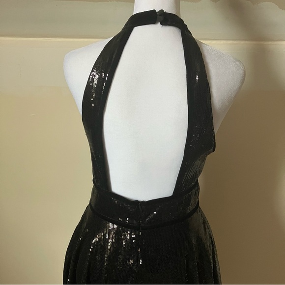 Free People Film Noir Black Sequin Halter Mini Dress size 2 - Picture 8 of 8
